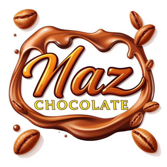 A beautiful, elegant logo for a handmade chocolate shop named 'Naz Chocolate'