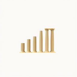 A minimalist and professional image depicting a bar chart styled with the historical columns of the Bran Temple in Marib, showcasing varying heights to represent data in a statistical graph format