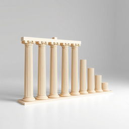 A minimalist and professional image depicting a bar chart styled with the historical columns of the Bran Temple in Marib, showcasing varying heights to represent data in a statistical graph format