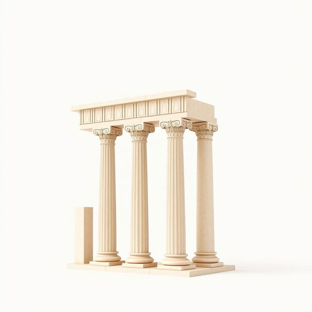 A minimalist and professional image depicting a bar chart styled with the historical columns of the Bran Temple in Marib, showcasing varying heights to represent data in a statistical graph format