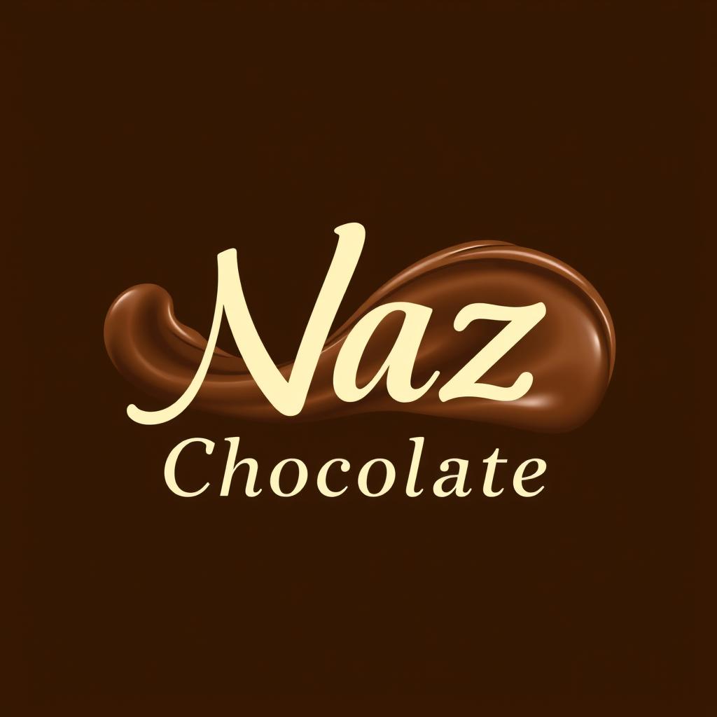 A beautiful and elegant logo design for a handmade chocolate shop named 'Naz Chocolate'