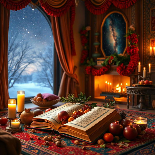 An enchanting Yalda Night scene centered around the theme of 'TABAN KHODRO'