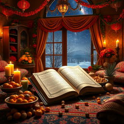 An enchanting Yalda Night scene centered around the theme of 'TABAN KHODRO'