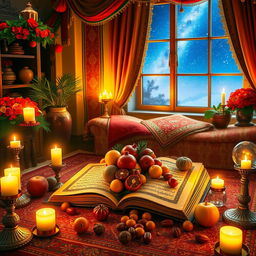 An enchanting Yalda Night scene centered around the theme of 'TABAN KHODRO'