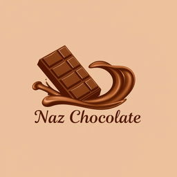 A beautiful and elegant logo for 'Naz Chocolate', featuring a stylized chocolate bar and a rich, flowing melted chocolate design