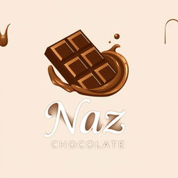 A beautiful and elegant logo for 'Naz Chocolate', featuring a stylized chocolate bar and a rich, flowing melted chocolate design