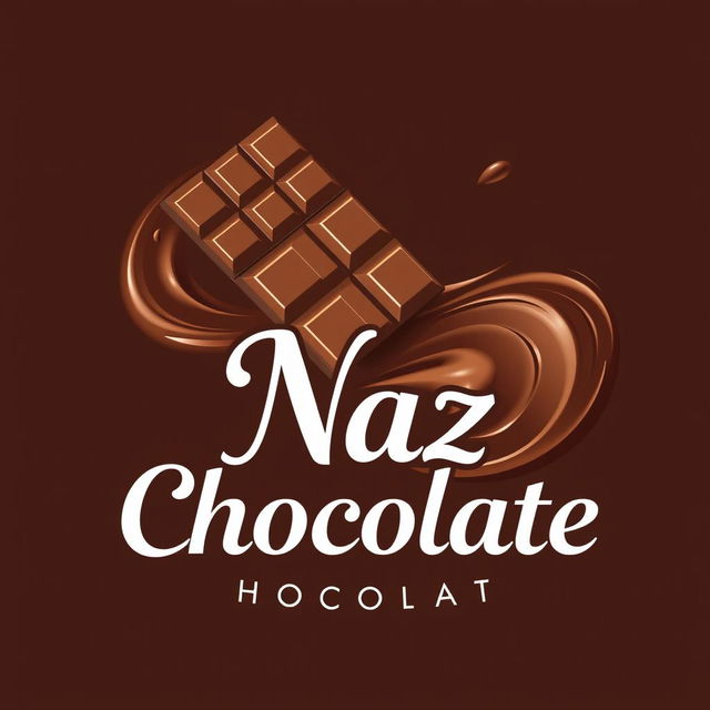 A beautiful and elegant logo for 'Naz Chocolate', featuring a stylized chocolate bar and a rich, flowing melted chocolate design