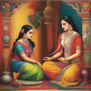 The painter showcased the beauty of Hindustani culture through vibrant colors and intricate designs.