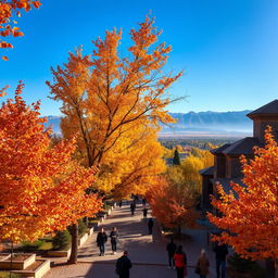A picturesque view of Khansar city during the fall season, showcasing the vibrant foliage in hues of orange, red, and yellow