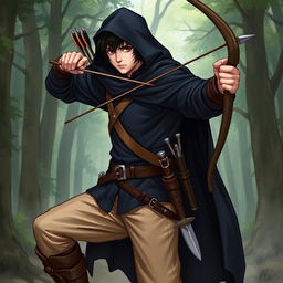 A 23-year-old human male character named Droker, depicted as a Ranger class