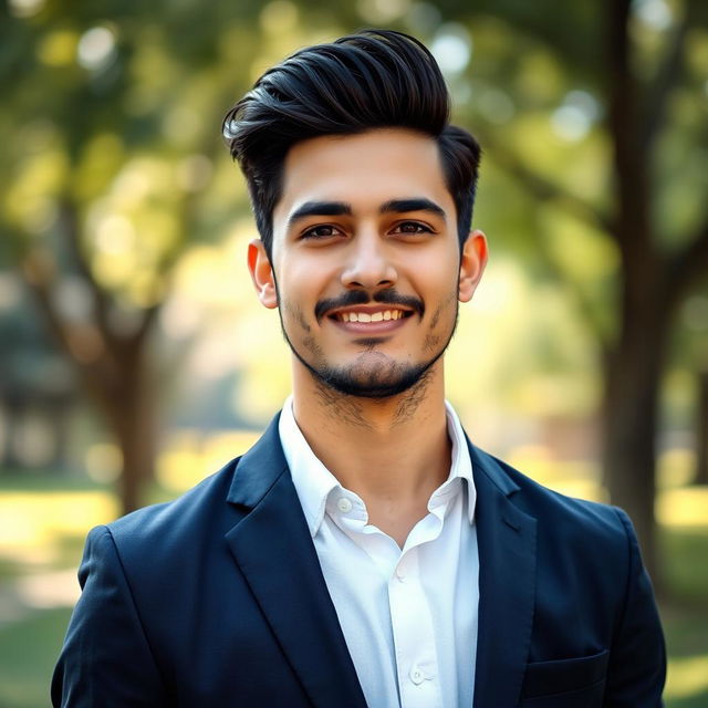 A 27-year-old man born in June with thick, black hair and a short, sparse beard