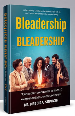 A visually striking book cover design for 'Bleadership: Leading on the Bleeding Edge with AI' by Dr