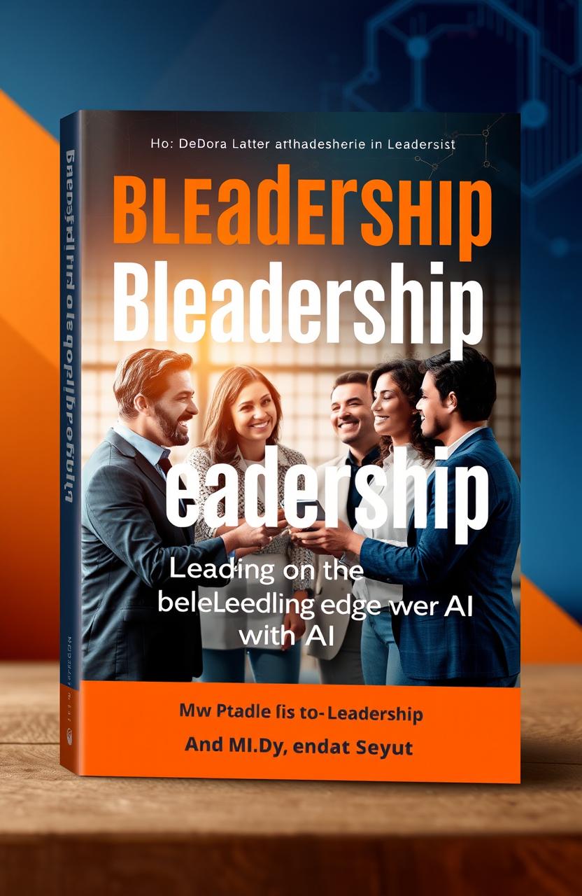 A visually striking book cover design for 'Bleadership: Leading on the Bleeding Edge with AI' by Dr