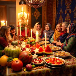 A beautiful and festive setting for Shab-e Yalda, the Persian winter solstice celebration