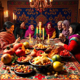 A beautiful and festive setting for Shab-e Yalda, the Persian winter solstice celebration
