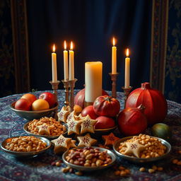 An enchanting setting for Shab-e Yalda, the Persian winter solstice celebration, captured without any people