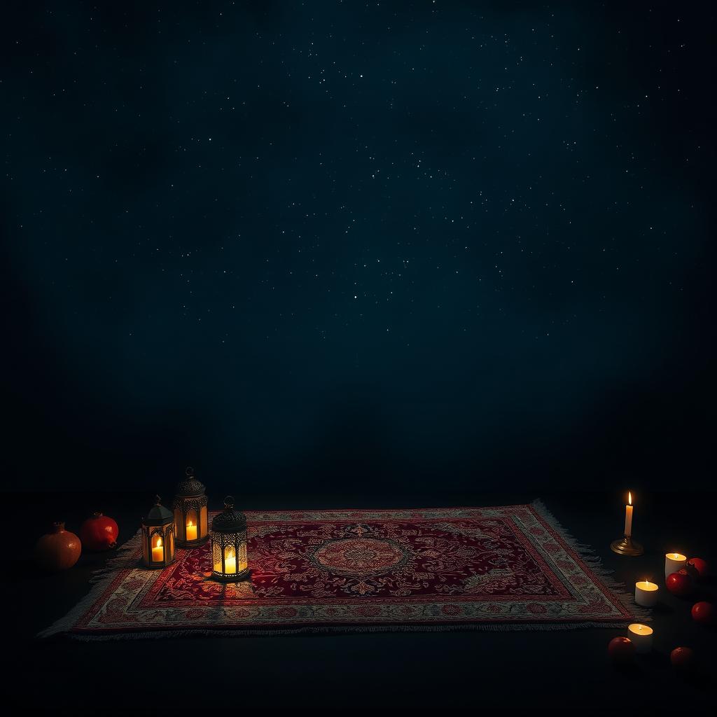 A moody and atmospheric representation of the darkness of Shab-e Yalda, the Persian winter solstice