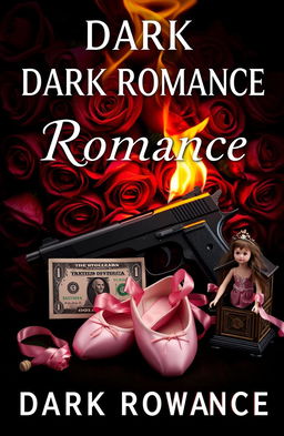 A captivating dark romance book cover featuring a dramatic background of roses intertwined with flames, creating an intense and passionate atmosphere