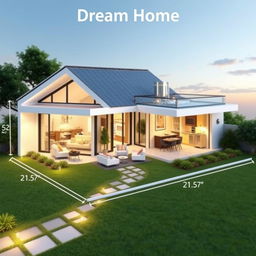 A stunning visual representation of a dream home designed in 3D mapping, with dimensions of 21