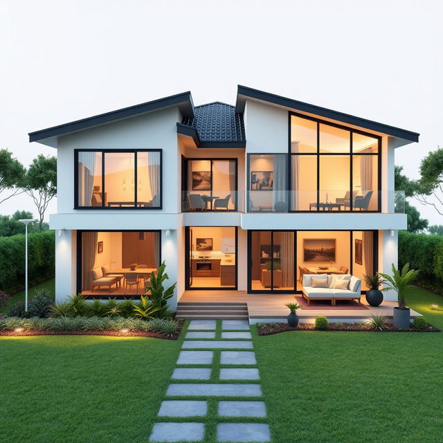 A stunning visual representation of a dream home designed in 3D mapping, with dimensions of 21