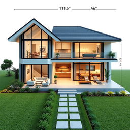 A stunning visual representation of a dream home designed in 3D mapping, with dimensions of 21