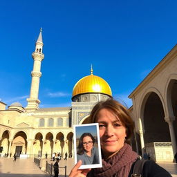 A serene scene within the Al-Aqsa Mosque, showcasing the magnificent architecture and the vibrant history of the sacred site