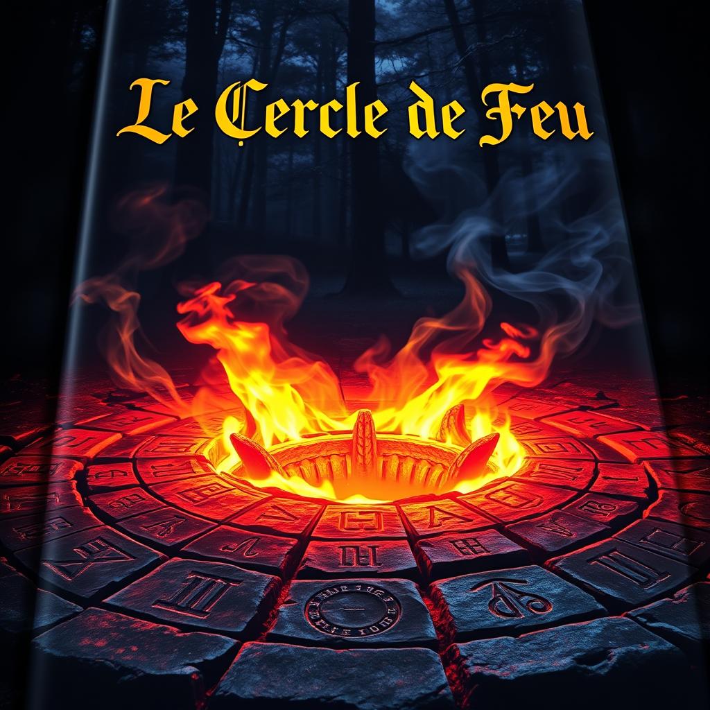 A visually striking book cover for a fantasy novel titled 'Le Cercle de Feu'