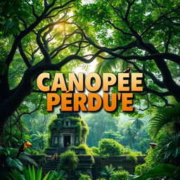 An intriguing book cover for a novel titled 'Canopée Perdue'