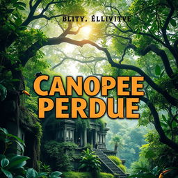 An intriguing book cover for a novel titled 'Canopée Perdue'