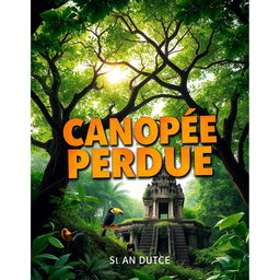 An intriguing book cover for a novel titled 'Canopée Perdue'