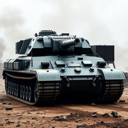 An imposing image of the 'Doomsday Machine' tank, a massive mobile platform showcasing advanced technology from the 1940s