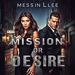 A captivating book cover for a dark romance titled 'MISSION OR DESIRE'