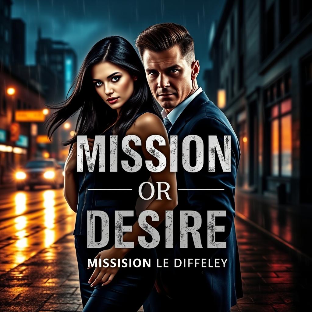 A captivating book cover for a dark romance titled 'MISSION OR DESIRE'