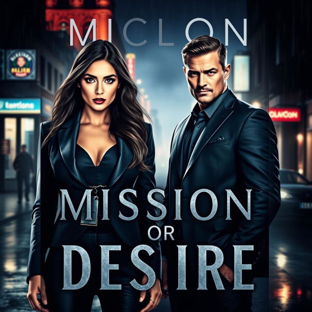 A captivating book cover for a dark romance titled 'MISSION OR DESIRE'