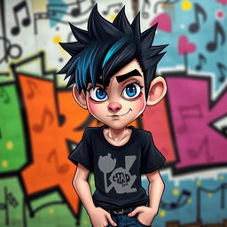 A vibrant and stylized depiction of 2-D, the lead vocalist of the virtual band Gorillaz