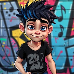 A vibrant and stylized depiction of 2-D, the lead vocalist of the virtual band Gorillaz