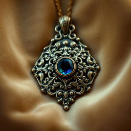 An ornate antique pendant, intricately designed with detailed engravings and embellishments