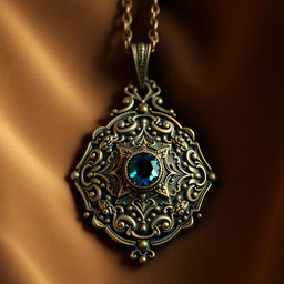An ornate antique pendant, intricately designed with detailed engravings and embellishments