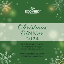 An elegant digital invitation for a Christmas dinner hosted by 'ECOVIED SRL construction company'