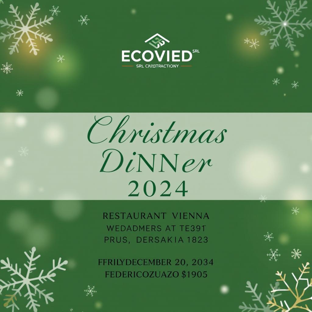 An elegant digital invitation for a Christmas dinner hosted by 'ECOVIED SRL construction company'