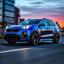 A modified Kia Sportage SUV showcasing an active and sporty design