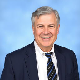 A professional portrait of an older middle-aged man in his early 60s