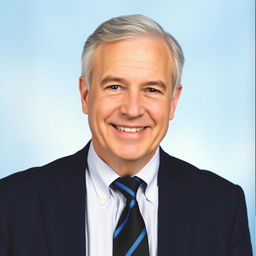 A professional portrait of an older middle-aged man in his early 60s