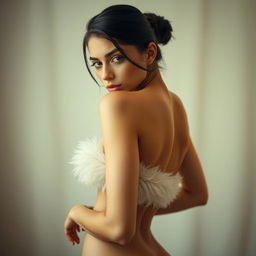 A beautiful female figure posed artfully, emphasizing her natural curves and body