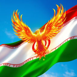A vibrant depiction of the Iranian flag, with its iconic green, white, and red stripes