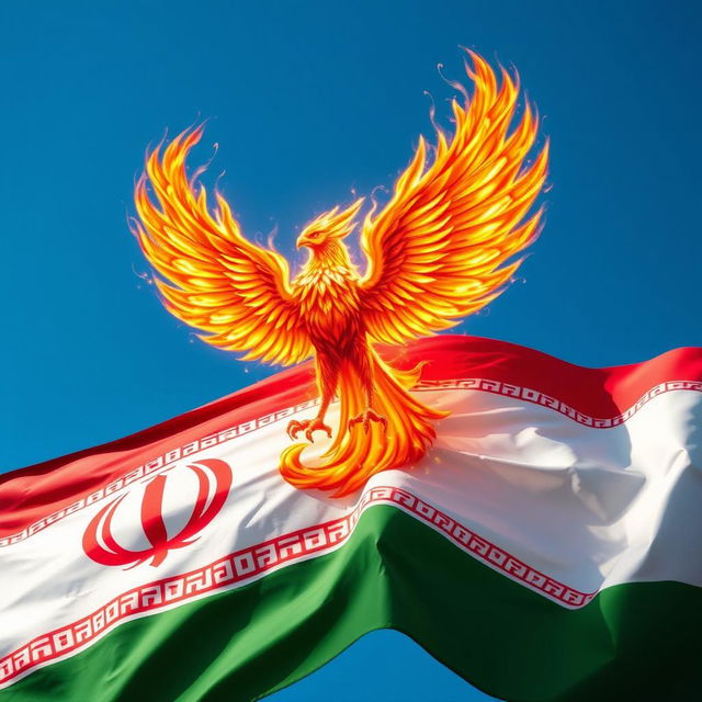 A vibrant depiction of the Iranian flag, with its iconic green, white, and red stripes