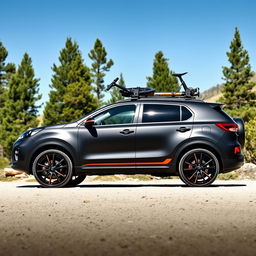 A modified Kia Sportage, showcasing an active lifestyle theme