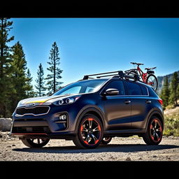 A modified Kia Sportage, showcasing an active lifestyle theme