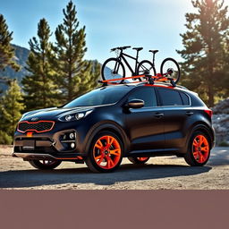 A modified Kia Sportage, showcasing an active lifestyle theme