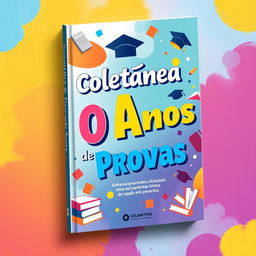 A dynamic and engaging cover design for a book titled 'Coletânea 10 Anos de Provas', featuring a colorful and modern aesthetic